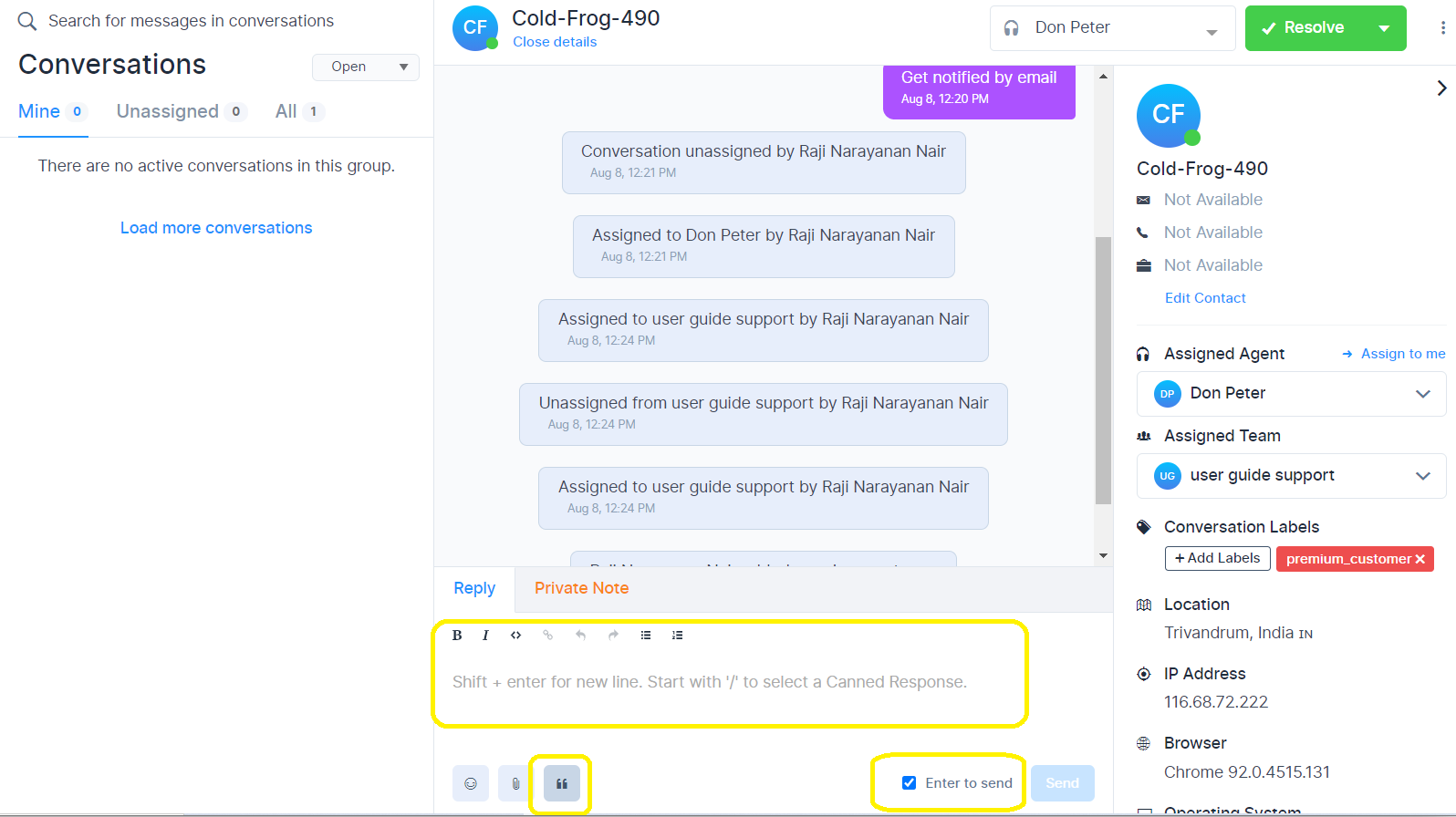 Chat Reply Window